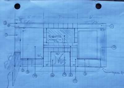 A blueprint of a fireplace
